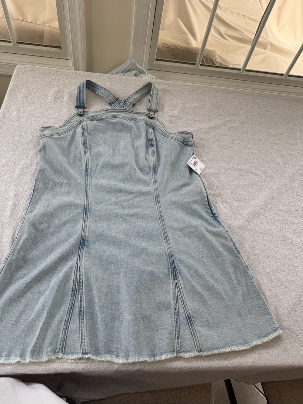 American Eagle Outfitters Light Wash Denim Pinafore Dress